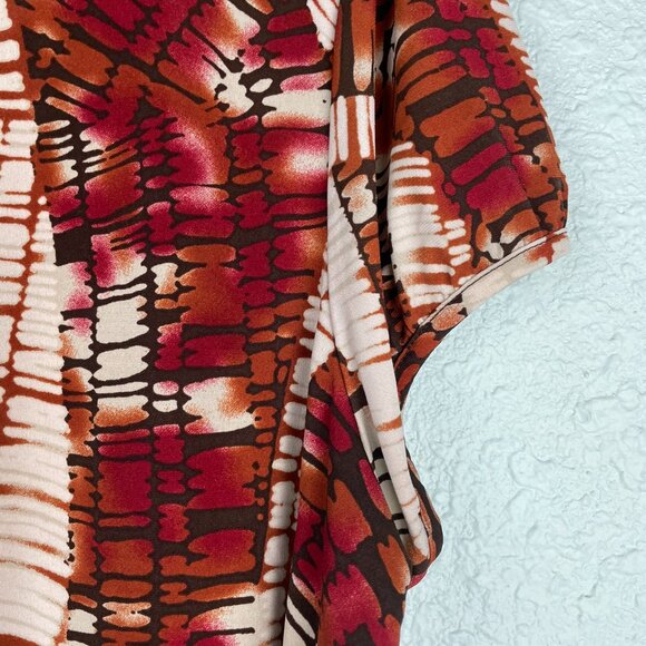 WORTHINGTON Woman Stretch 2X KNIT BLOUSE TOP Short Sleeves V-NECK Brown Black - Picture 9 of 15